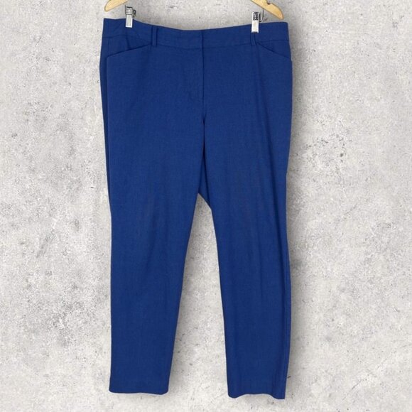 Talbots Hampshire Ankle Pants Blue Chambray Size 14 Textured High Rise Stretch - Picture 2 of 11